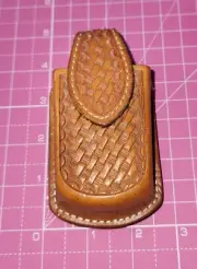 Basketweave Knife Sheath Genuine Handtooled Leather