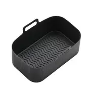 Black Rectangle Reusable Baking Tray Air Fryer Durable Silicone Pot Basket Liner