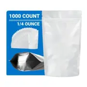 Loud Lock Mylar Bags 1,000 Count - 1/4 Ounce All White Zip Seal Bags