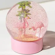 ANGELLOONG Pink Flamingo Snow Globe for Kids Girls, Originality 3D Flamingo Glitter Glass Snow Globes for Valentines Home Decor, 100MM