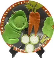 Lori Siebert Silvestri Fused Glass VEGETABLE Chip Dip Bowl Server Platter NEW