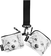 [XYMZR] Mini Zip Around Wristlet keychain Wallet Cute Dogs Black White for Women Personalized Pattern Detachable Dual Pouch Wristlet Portable Wallet Phone Coin Purse, Multi-colored, One Size