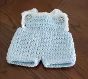 Cabbage Patch Kid Crochet Doll Bib Shorts - Handmade - 15" CPK - Sky Blue