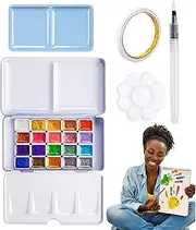 Watercolor Paint Set, Portable Watercolor Paint Kit, 20 Color Changing, Multifunctional Solid Paint Set for Artists, Students, Kids, Painting, Craft Projects, Art Supplies