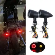 For Harley Motorcycle LED Black Bullet Amber/Red Brake Blinker Turn Signal Light