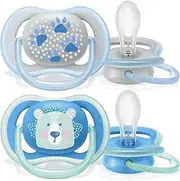 Philips Avent Ultra Air Dummy 6-18 Months, Breathable Orthodontic Soother, BPA Free, Double Pack, Bear, SCF085/03