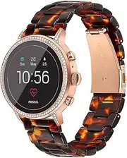 [iLVANYA] ComoMoi Watchband for Fossil Women's Gen 4 Venture HR/Gen 3 Q Venture, 18mm Pearl Resin Band Quick Release Strap Feminine Wristband for Fossil Women's Gen 4 Sport