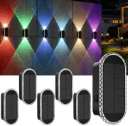 Solar Fence Lights Outdoor, Warm White & RGB 8 Modes Solar Wall Lights Outdoo...