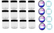 Empty Slime Storage Containers - 12 Pack, 8.5oz. Clear Jars 2 Sticker Labels NEW