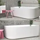 Ceto 1500 1700 Matte White Brighton Fluted Corner Back to Wall Acrylic Bath Tub