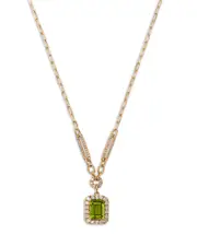 Bloomingdale's Fine Collection Peridot & Diamond Halo Pendant Necklace in 14K Yellow Gold, 18