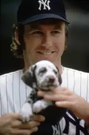 New York Yankees Sparky Lyle with puppy dog, animal before g - 1972 Old Photo 2