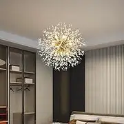 FanLighting Postmodern 9 Lights Dandelion Chandelier Nordic Pendent Lamp for Bedroom Dining Room Living Room Close to Ceiling Light Crystal Chandelier Light Fixture (Gold, Diameter 45 CM)