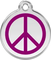 Red Dingo Peace Purple Tag - Lifetime Guarantee - Cat, Dog, Pet ID Tag Engraved