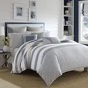 [NAUTICA] Twin Duvet Cover Set, Cotton Reversible Bedding with Matching Sham, Mediterranean Inspired Home Decor for All Seasons (Fairwater Blue, Twin)