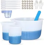 LET'S RESIN Silicone Measuring Cups for Resin Supplies, 600ml/20oz&100ml Thickening&Non-Stick Resin Mixing Cup kits, Silicone Cups for resin mold，Easy to Clean