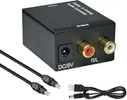DAC Digital to Analog Converter Digital SPDIF Toslink to Analog Stereo RCA 3.5mm Jack Audio L/R Adapter with Optical Cable for PS3 Xbox HD DVD PS4 Home Cinema Systems AV Amps Apple TV