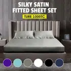 Luxury All Size Ultra SOFT Silk Satin Fitted Sheet Set Cool Summer-No Flat Sheet