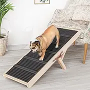 Chuiendi Dog Ramp for Couch, Folding Pet Ramps 39.37" Long Adjustable 11"-20.47" Wooden Puppy Ramps with High Traction Mat, Dog Stairs for Small & Medium Older Dogs & Cats, up to 150lbs