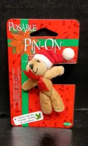 3" Christmas Holiday Plush Teddy Bear Pin New