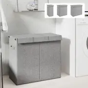 Foldable Laundry Hamper Laundry Basket Clothes Bag Grey Faux Linen Fabric vidaXL