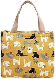 Cartoon canvas women's Japanese insulated handbag lunch box bag lunch bag bento bag