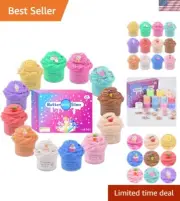 Kids’ 12 Pack Butter Slime Set with Unicorn and Rainbow Charms - Stress Relief