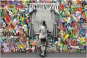 Banksy(Figure Window) Famous Oil Paintings Reproduction Giclee Canvas Prints on Canvas Artwork Pictures on Canvas Wall Art for Home Office Decorations(80x120cm_31x47in,Unframed)