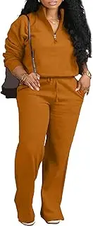 [Tbahhir] Womens Tracksuits 2 Piece Outfits Lounge Sets Long Sleeve Pullovers and Joggers Pants with Pockets