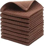HFGBLG Double Deck Cleaning Rags Dish Cloths for Washing Dishes, Cotton Dish Rags Set of 8, Soft and Absorbent Wash Cloths Dish Towels for Kitchen,12 Inch x 12 Inc (Brown)