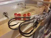 4 Gamakatsu Circle Size 2/0 Hook Rigs on 15 lb Big Game & Swivels/Beads