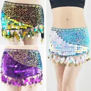 Adjustable Belly Dance Coin Belt Sequins Tassels Hip Scarf for Dance Enthusiasts