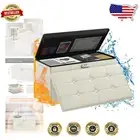 Elegant Fireproof Folding Storage Ottoman Bench with Lock & Waterproof Design