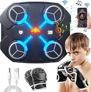 B-Qtech Music Boxing Machine for Kids, Bluetooth Smart Music Boxing Machine with 3 Adjustable Speed&Sound, Cool Light Modes, Wall Target Electronic Training Devices for Adult Kid Home Exercises
