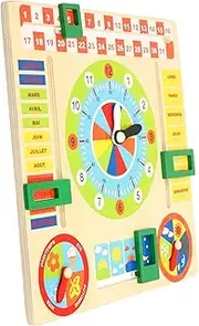 ULDIGI 1 Set Montessori Wooden Calendar Clock for Educational for Year Promotes Recognition Hand Eye Coordination and Creative Learning