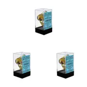 3x 7pc Chessex Gemini Polyhedral Gaming Roleplay Game Dice Set Blue-Gold/White