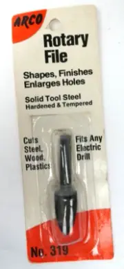 Vintage ARCO Rotary File for Electric Drills No.319 Shapes Finishes Enlarges USA