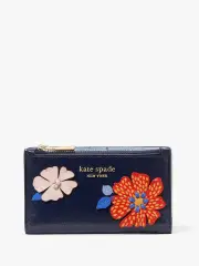 Dottie Bloom Flower Applique Small Slim Bifold Wallet