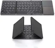Zedo Foldable Bluetooth Keyboard, Pocket Size Portable Mini BT Wireless Keyboard with Touchpad for Android, Windows, PC, Tablet, with Rechargeable Li-ion Battery