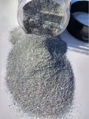 Holographic Silver 1/128 polyester glitter 2 oz. in a shaker bottle!