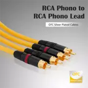 Pair HiFi Silver Plated Audio RCA Cables Extend Signal Wire Interconnect Plugs