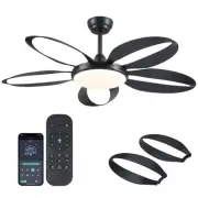 Ceiling Fans with Lights, 48 inch Black Ceiling Fan with Remote APP, Unique F...