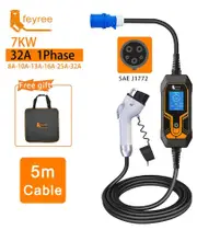 Portable EV Charger Wallbox Type2 Cable 32A 7KW with CEE Plug EVSE Type1 Charging Box j1772 Adapter for Electric Vehicle Type1 7KW 5m Cable