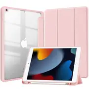 MCC iPad 9.7" 2018 6th Gen Case Cover Clear Back Pencil Holder Apple iPad6 [Pink]