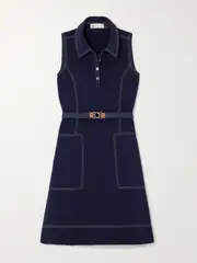 [Tory Sport] Tory Sport - Belted Stretch-jersey Mini Dress - Navy - US2 US 2 Blue