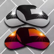 2 Packs Replacement Lenses for-Oakley Monster Dog Polarized- Silver&Magenta Red