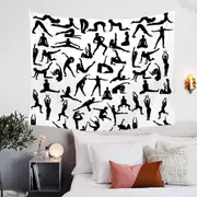 Black and White Dancing Silhouettes Tapestry