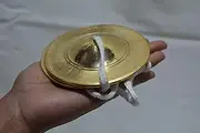 Brass Manjira Instrument Finger cymbal or Hand Cymbals Metal Clapper | METAL MANJEERA PERCUSSION KIRTAN POOJA | Tibetan Tingsha Manjeera Clash Traditional for Indian Music & Tibetan Prayer (Style 3)