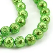10 Green Lava Beads 8mm Electoplated Stone Round Circle Bumpy Jewelry Supplies