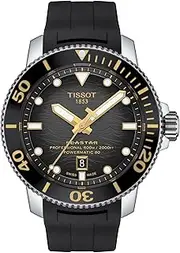 [TISSOT] Mens Seastar 2000 Professional Powermatic 80 316L Stainless Steel case Automatic Watch, Black, Rubber, 22 (T1206071744101), Black, Modern